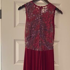 Windsor Long Burgundy Dress with Lace Back Size M